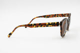 United Colors of Benetton sunglasses round pantos cat eye, frame Italy, brown dappled acetate with logos temples,  New Old stock 80s