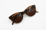 United Colors of Benetton sunglasses round pantos cat eye, frame Italy, brown dappled acetate with logos temples,  New Old stock 80s