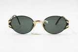 Le Club Actif mod. 1305 50 Black & Gold oval vintage sunglasses , High italian design , Dead stock 1990s
