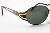 Le Club Actif mod. 1305 50 Black & Gold oval vintage sunglasses , High italian design , Dead stock 1990s
