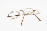 Vintage high rank NAF NAF made in France frame eyeglasses, little oval with designer nose bridge, reflective intense Bronze colour, NOS