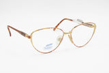 Vintage Retro SAFILO reading glasses frame oval gold satin and brown dappled,  ELASTA arm system, made in Italy NOS 1990s
