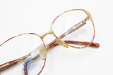 Vintage Retro SAFILO reading glasses frame oval gold satin and brown dappled,  ELASTA arm system, made in Italy NOS 1990s