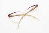 Vintage 1970s cat eye acetate ELEGANCE mod. Liza , red tissue brows with red and pearl details , NOS