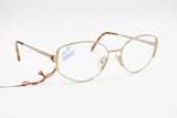 Safilo Elasta vintage 1980s eyeglasses womens ladies, intense golden colour with yellow holes , New Old Stock