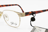 Genny 536 5043 square eyeglasses eyewear frame for womens ladies, Golden frame with brown tortoise temple tips, New Old Stock 80s