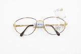 Vintage Luxottica eyeglasses frame prescription Golden filled 18K & Red dappled eye wire, piquet effect, New Old Stock 80s