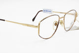 Vintage Luxottica eyeglasses frame prescription Golden filled 18K & Red dappled eye wire, piquet effect, New Old Stock 80s