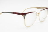 Vintage 1970s cat eye acetate ELEGANCE mod. Sophie , red tissue brows with gray and pearl details , NOS