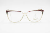 Vintage 1970s cat eye acetate ELEGANCE mod. Sophie , red tissue brows with gray and pearl details , NOS