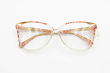 80s Rainbow womens ladies eyeglasses cat eye shaped , italian product by VANITIES by Metalvista, Amazing harlequin tissue pattern, NOS