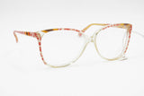 80s Rainbow womens ladies eyeglasses cat eye shaped , italian product by VANITIES by Metalvista, Amazing harlequin tissue pattern, NOS
