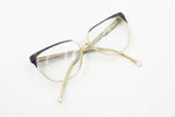 Vintage 1970s cat eye acetate ELEGANCE mod. Sophie , blue tissue brows with blue and pearl details , NOS