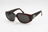 CHARME mod. 7222 oversize polygonal sunglasses Burgundy Red acetate with logos on arms, Deadstock 1980s sunnies