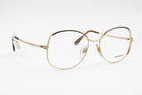 Rare and unique Yves Saint Laurent Paris mod. Hyre eyeglasses frame oval drop lenses, Golden main colour with White & Black details, NOS 70s