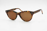 United Colors of Benetton sunglasses round pantos cat eye, frame Italy, brown dappled acetate with logos temples,  New Old stock 80s