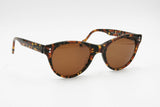 United Colors of Benetton sunglasses round pantos cat eye, frame Italy, brown dappled acetate with logos temples,  New Old stock 80s