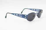Sting vintage sunglasses 90s electric blue coated metal, modern modernist, New Old Stock vintage spectacles