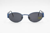Sting vintage sunglasses 90s electric blue coated metal, modern modernist, New Old Stock vintage spectacles