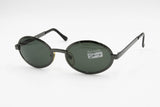 Genny 621-S big oval sunglasses frame, gunmetal dark colour and black temple tips , New Old Stock 90s