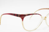 Vintage 1970s cat eye acetate ELEGANCE mod. Liza , red tissue brows with red and pearl details , NOS
