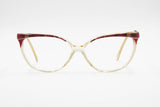 Vintage 1970s cat eye acetate ELEGANCE mod. Liza , red tissue brows with red and pearl details , NOS