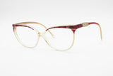 Vintage 1970s cat eye acetate ELEGANCE mod. Liza , red tissue brows with red and pearl details , NOS