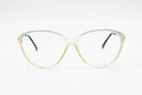 Sferoflex frame Italy 0200 clear cat eye with azure eyebrows and white pearl stripes, Vintage 1970s womens eyeglasses New Old Stock