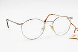 Vintage round womens pantos NOUVELLE mod. Elisa pale golden metal frame, New Old Stock eyewear glasses 1980s