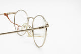 Vintage round womens pantos NOUVELLE mod. Elisa pale golden metal frame, New Old Stock eyewear glasses 1980s