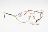 Safilo Elasta Emozioni 4223 womens oval cat eye golden satin & polished, New Old Stock 1980s