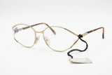 Safilo Elasta Emozioni 4223 womens oval cat eye golden satin & polished, New Old Stock 1980s