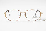 Vintage Luxottica eyeglasses frame prescription Golden filled 18K & Red dappled eye wire, piquet effect, New Old Stock 80s