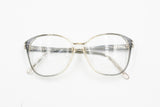 Lastes italian eyewear frame womens ladies, Clear and Gray acetate with Fleet Arm System, New Old Stock 1980s