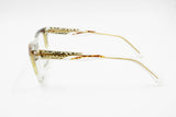 Zagato hand made in Italy vintage eyeglass square cat eye frame, Golden & Brown inserts , New Old Stock 80s