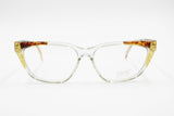 Zagato hand made in Italy vintage eyeglass square cat eye frame, Golden & Brown inserts , New Old Stock 80s