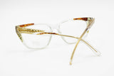 Zagato hand made in Italy vintage eyeglass square cat eye frame, Golden & Brown inserts , New Old Stock 80s