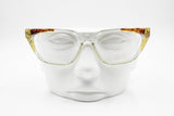 Zagato hand made in Italy vintage eyeglass square cat eye frame, Golden & Brown inserts , New Old Stock 80s