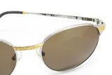 STING round pantos golden & silver finely carved , gray marble temple tips NOS 1980s sunglasses