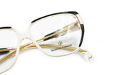 Cat eye squared NAZARENO GABRIELLI white pearl, black & pale pink // woman eyewear vintage 1980s fashion frame , New Old Stock