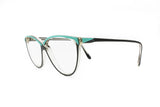Lanvin Paris mod. OL 628 Cat eye frame acetate and metal // azure & black asymmetric front // High luxury and fashion ladies eyewear // NOS