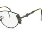 SILHOUETTE with wings oval metal frame, ladies womens eyewear // gray satin & see water acetate // vintage 1970s