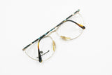 Italian designer Nazareno Gabrielli mod. 110 - 613 cat eye half lunettes frame womens, golden & green tortoise metal, NOS