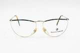 Italian designer Nazareno Gabrielli mod. 110 - 613 cat eye half lunettes frame womens, golden & green tortoise metal, NOS