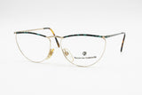 Italian designer Nazareno Gabrielli mod. 110 - 613 cat eye half lunettes frame womens, golden & green tortoise metal, NOS