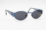 Sting vintage sunglasses 90s electric blue coated metal, modern modernist, New Old Stock vintage spectacles