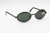 Genny 621-S big oval sunglasses frame, gunmetal dark colour and black temple tips , New Old Stock 90s