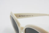 Les Copains oversize round sunglasses white acetate with silver logo // Ladies woman sunglasses // NOS 1980s