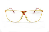 Laura Biagiotti mod. V 90 shiny gold & design pattern , Flat top unisex eyewear, Hype and colorfull