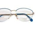 80s glasses eyewear DESIL mod. mimi , oval front frame adorned bicolours of blue , Italian manifacture hand finished, New old stock